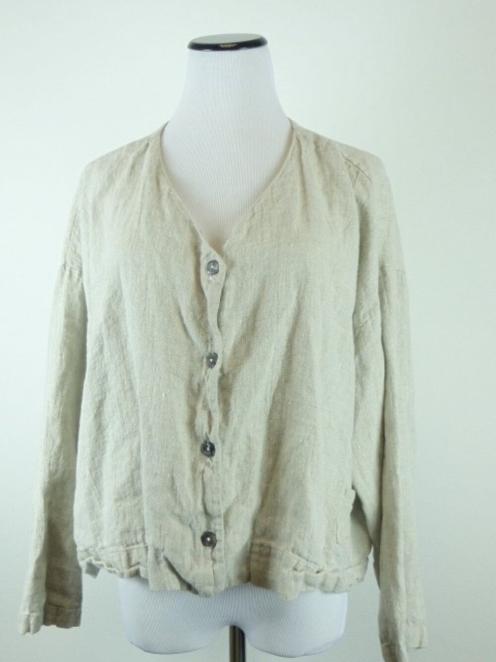 BRYN WALKER beige linen JACKET TOP M